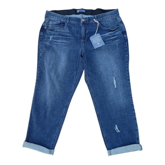 Democracy Denim - NWT Democracy “Ab”solution Girlfriend Jeans Blue Distressed Stretch Denim